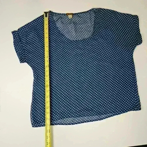 Copper Key Navy/White Polka Dot Sheer Top Size Large - Picture 2 of 7